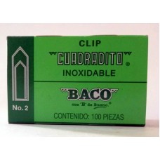 Clip BACO cuadradito #2  c/100 pzas